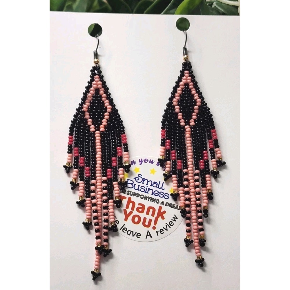 Pink  Elegant Women's Beaded Earrings